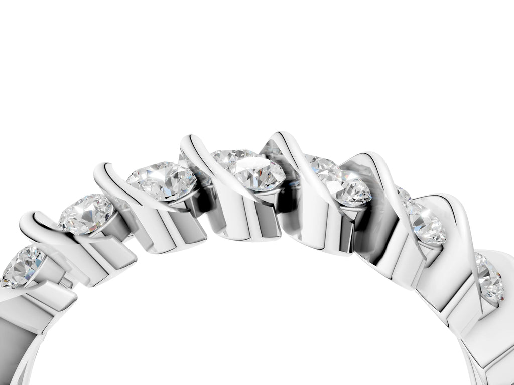 White gold Channel Set Round Diamond Multi-Row Band