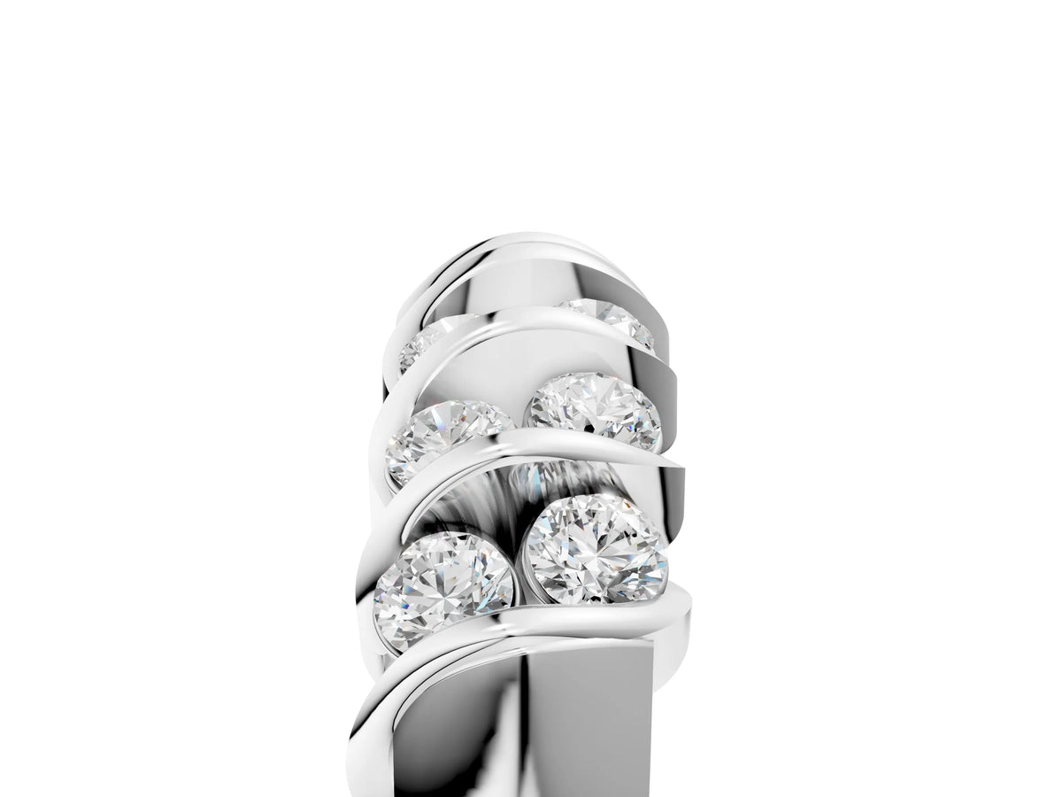 White gold Channel Set Round Diamond Multi-Row Band