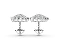 Silver Cluster Diamond Round Stud Earrings with Basket Setting
