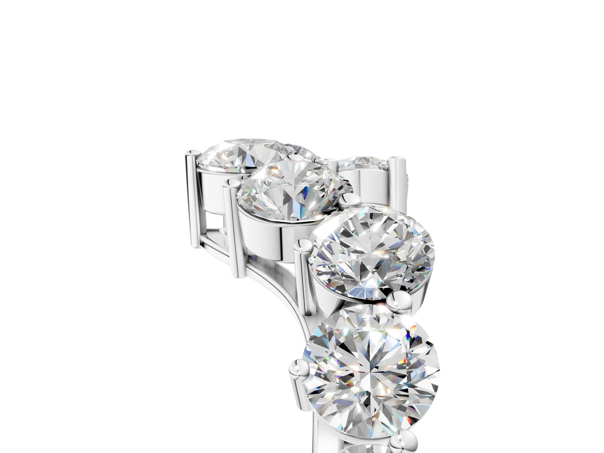 White gold Curved Diamond Cluster Band - Round Stones, Split Shank, Prong Setting