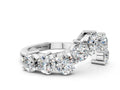 White gold Curved Diamond Cluster Band - Round Stones, Split Shank, Prong Setting