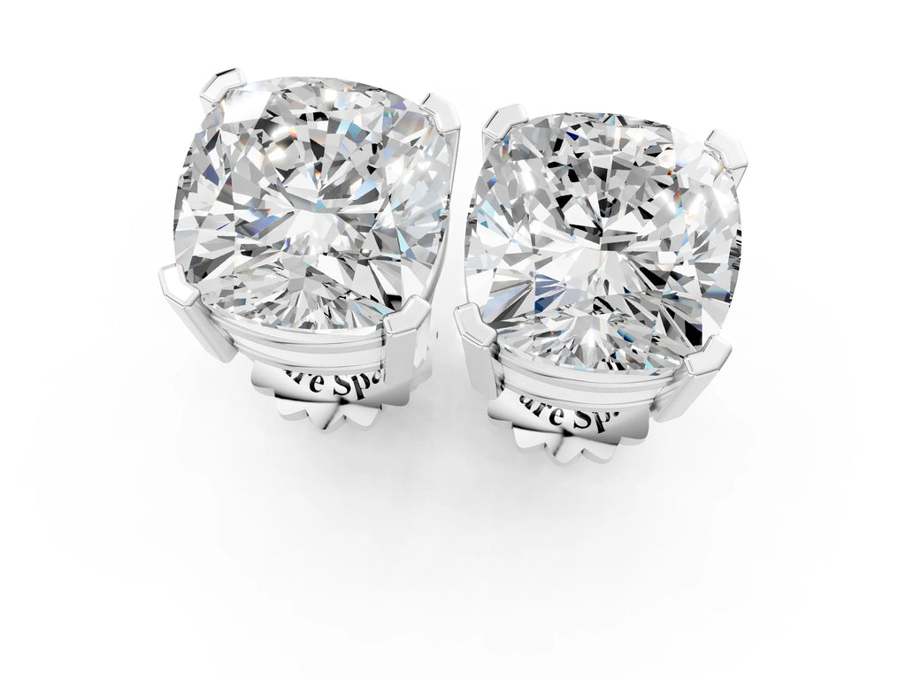 White gold Cushion Cut Diamond Stud Earrings