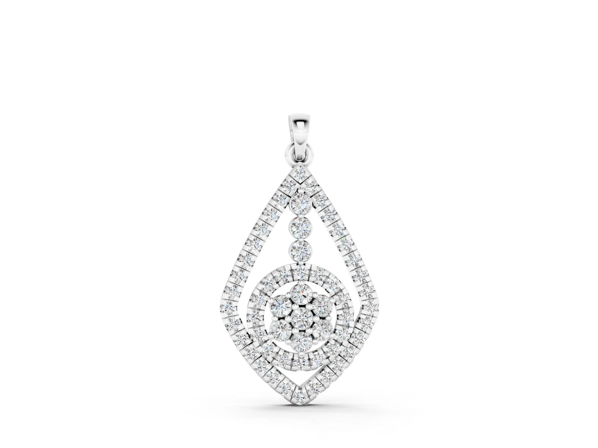 Silver Diamond Halo Pendant with Pavé Setting