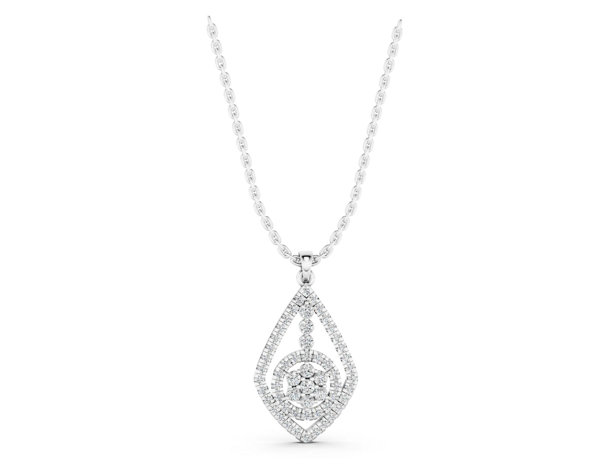 Silver Diamond Halo Pendant with Pavé Setting