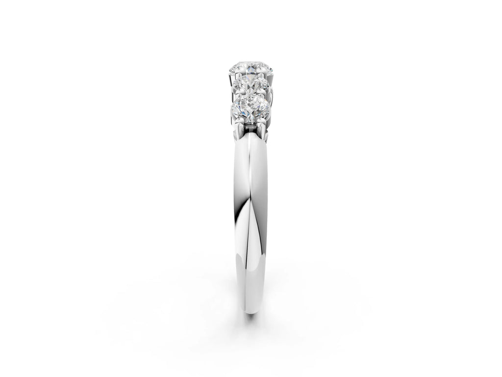White gold Five-Stone Round Brilliant Diamond Prong Set White Gold Band