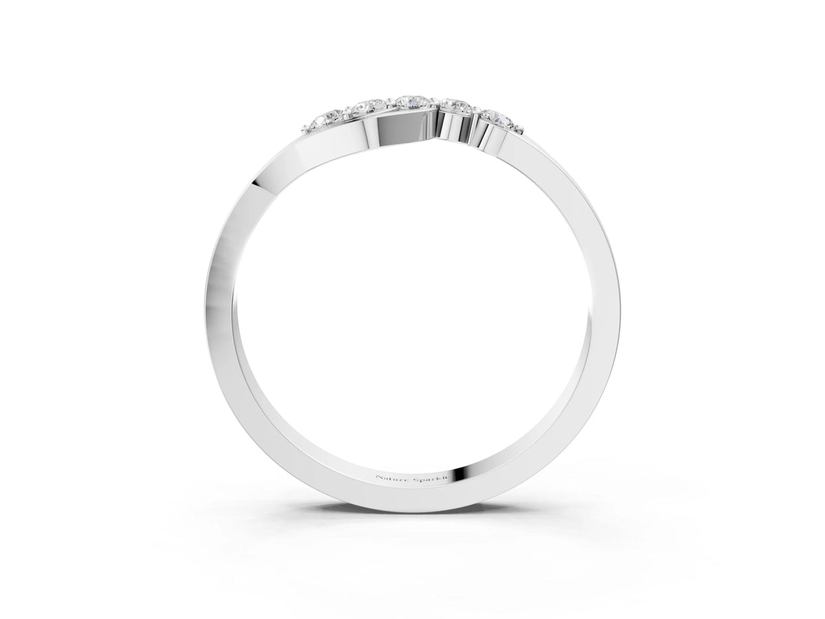 Platinum Five-Stone Round Diamond Crossover Band with Prong Setting