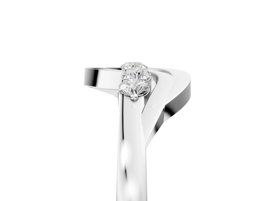 Platinum Five-Stone Round Diamond Crossover Band with Prong Setting