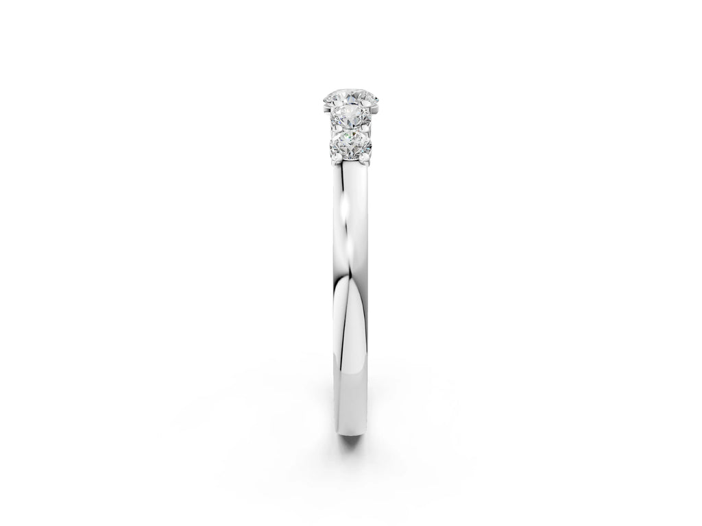 White gold Five-Stone Round Diamond Prong Set Half Eternity Band