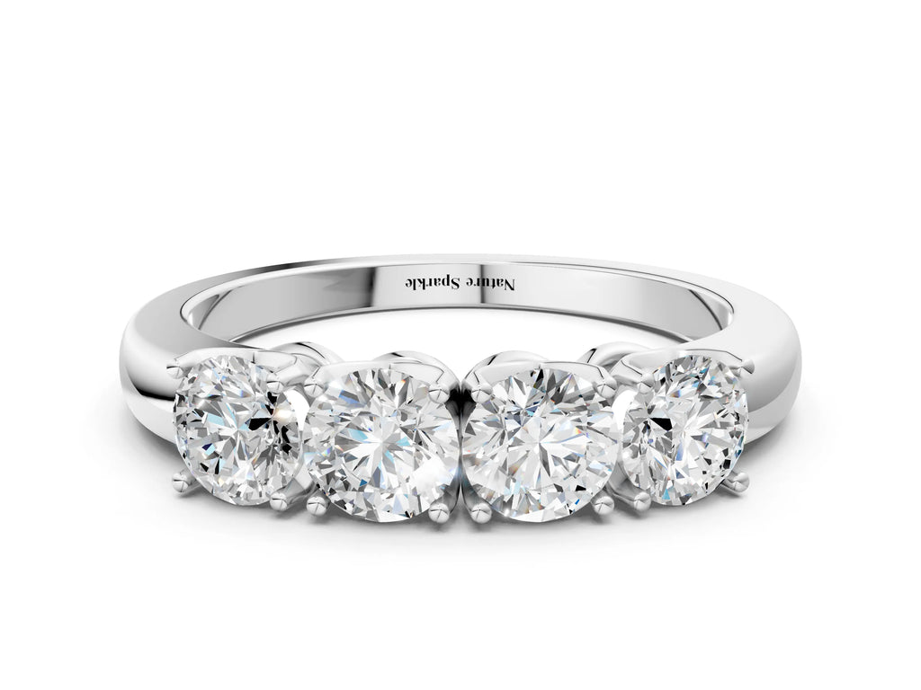White gold Four-Stone Round Cut Diamond Prong-Set White Gold Band