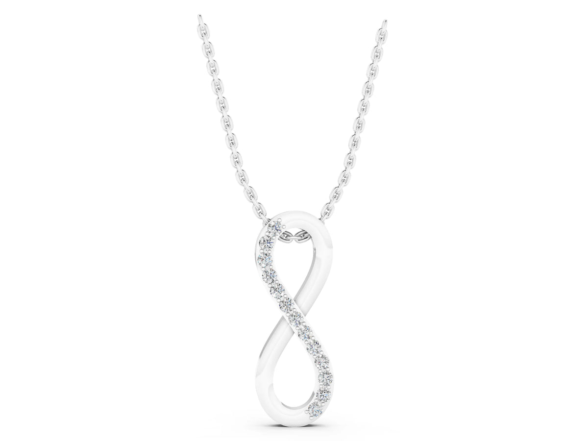 White gold Infinity Pendant with Round Brilliant Diamonds in Pavé Setting