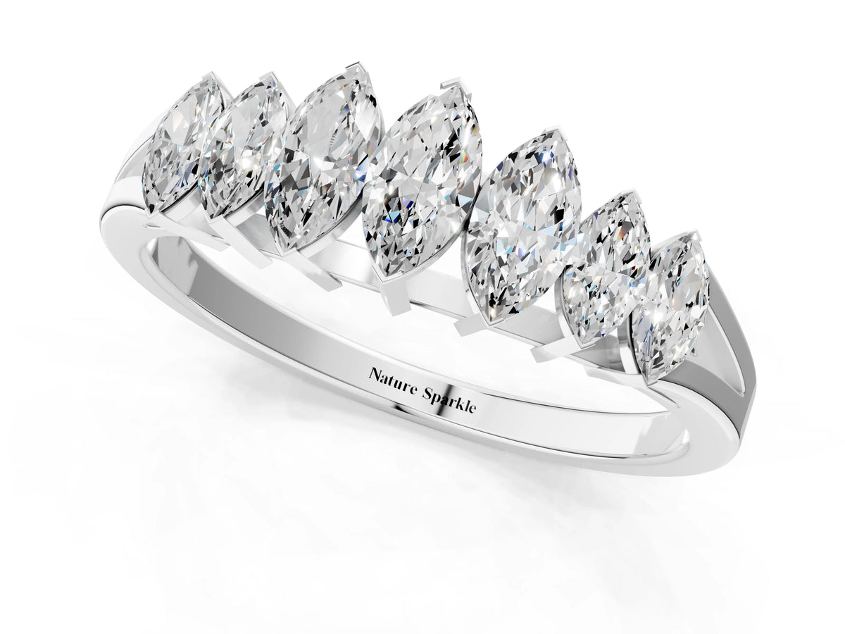 White gold Marquise Diamond Prong-Set Half-Eternity Band