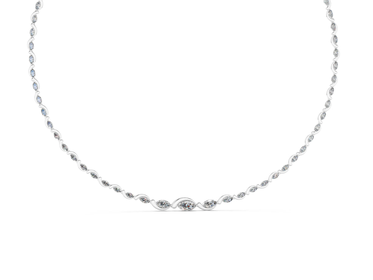 Silver Marquise Diamond Riviera Necklace