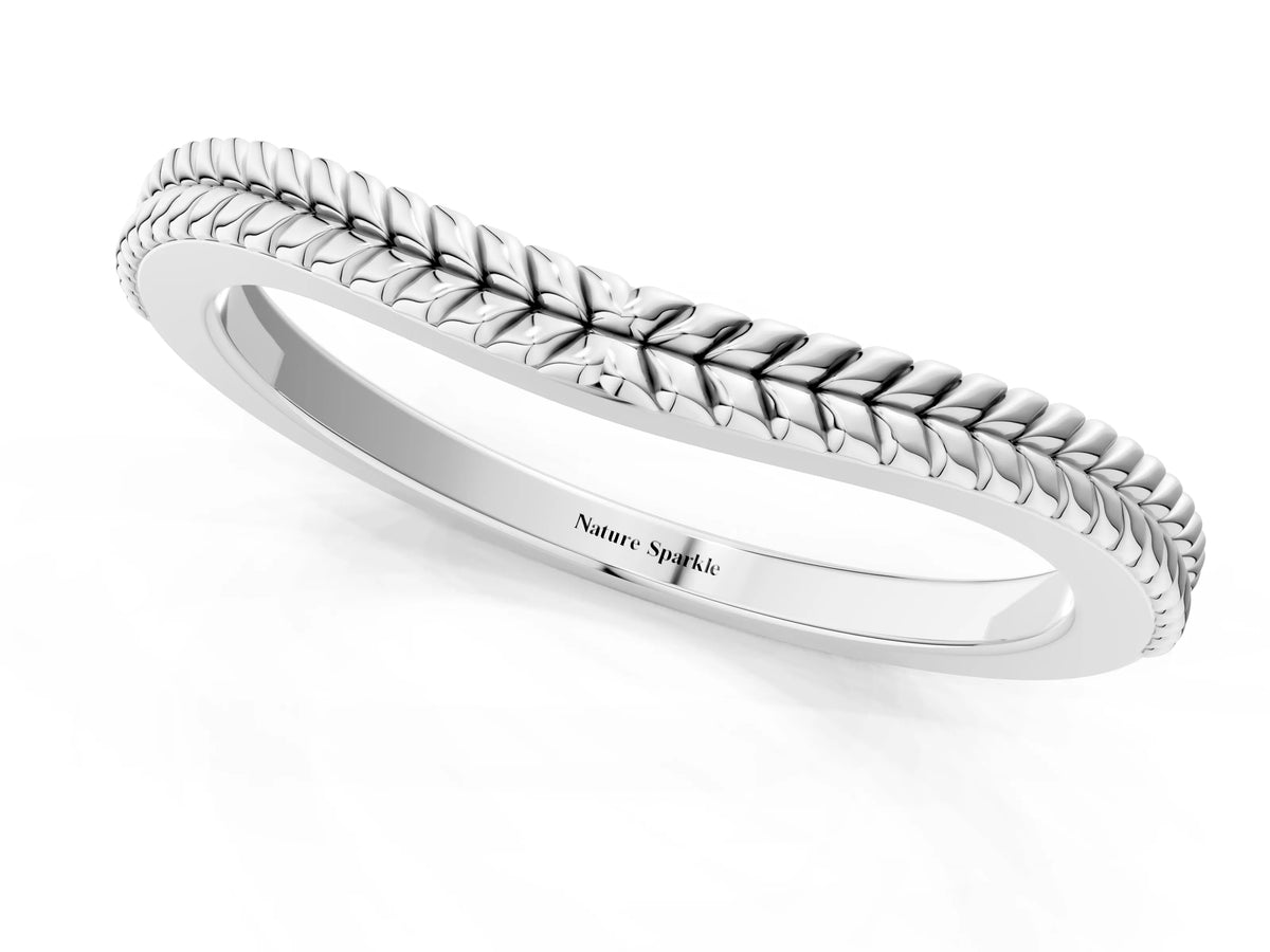 White gold Milgrain Twist Contour Wedding Band
