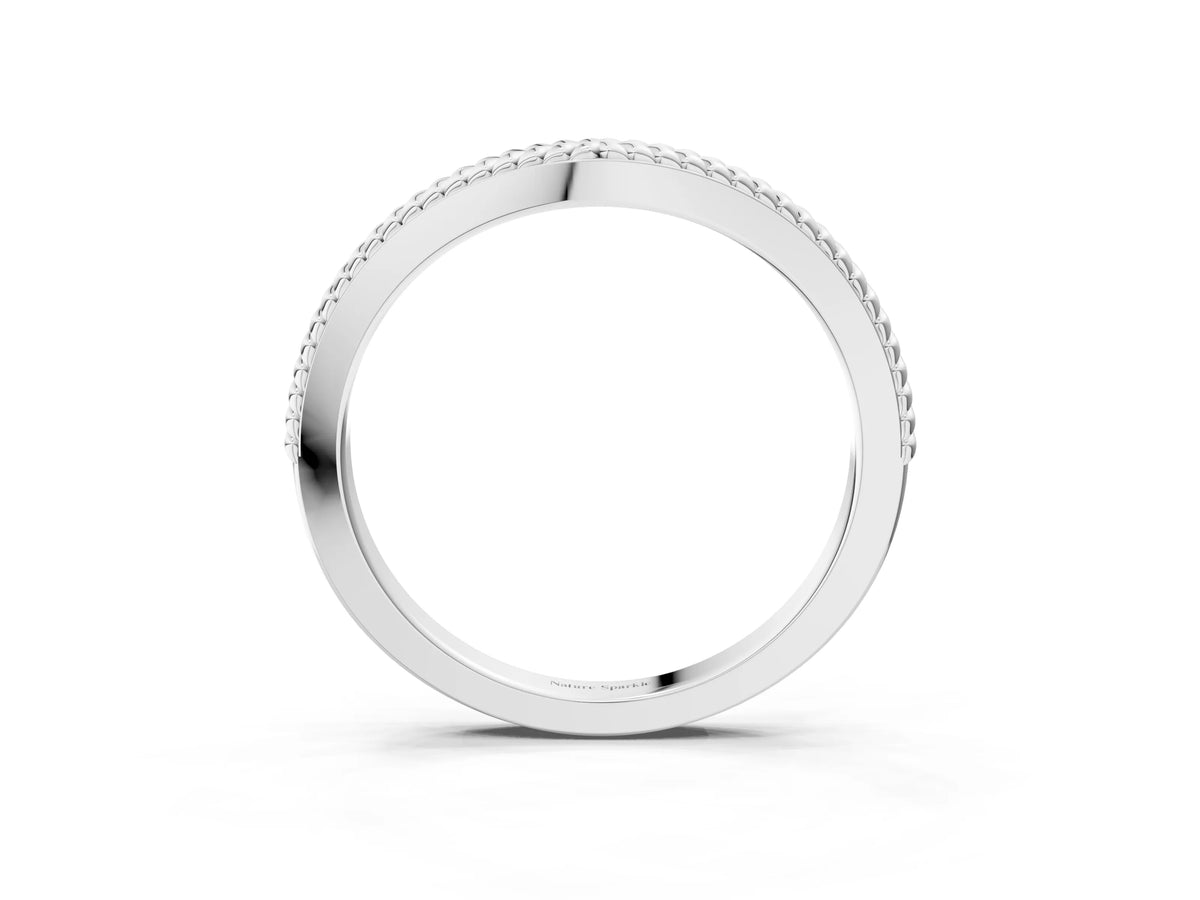 White gold Milgrain Twist Contour Wedding Band
