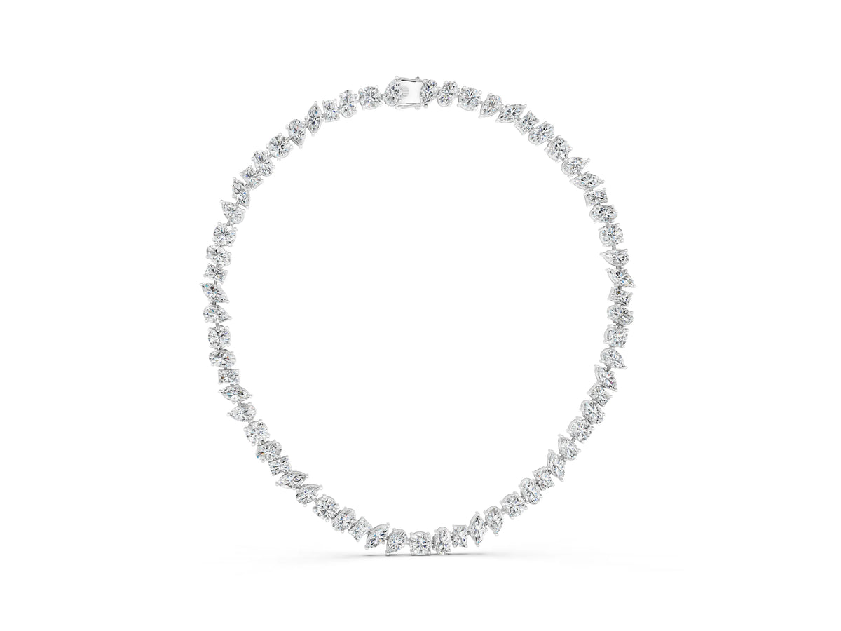 White gold Mixed Shape Diamond Tennis Necklace