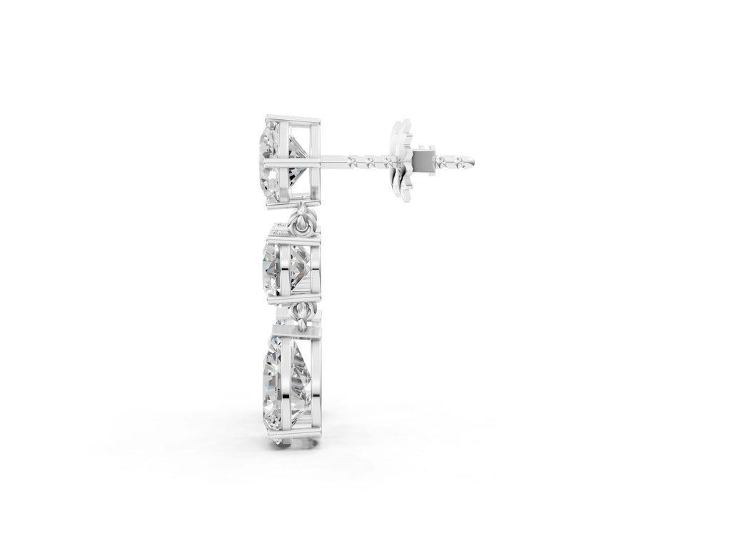 Silver Multi-Shape Diamond Drop Earring