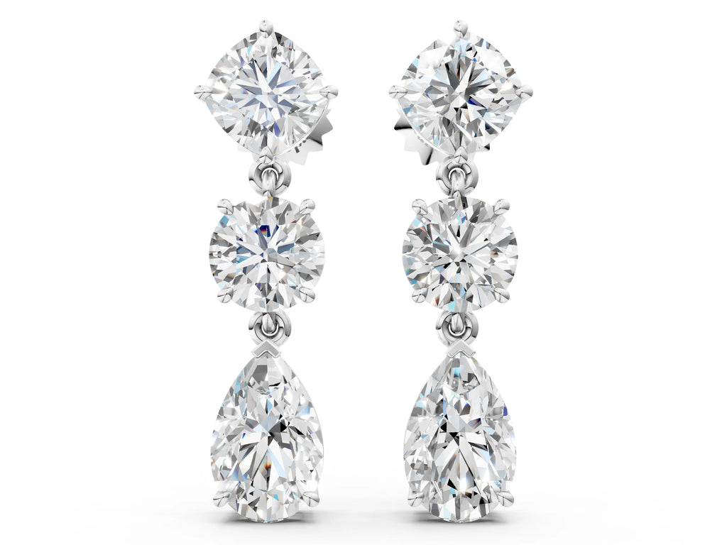 White gold Multi-Shape Diamond Drop Earring