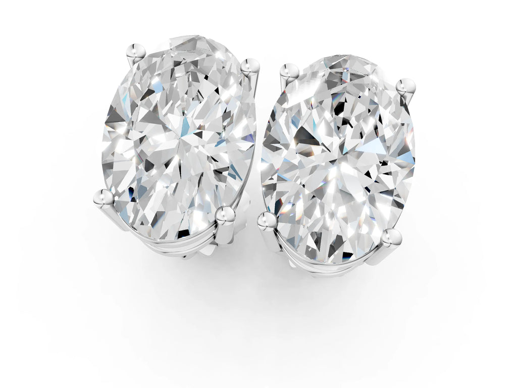 Platinum Oval Cut Diamond Stud Earrings