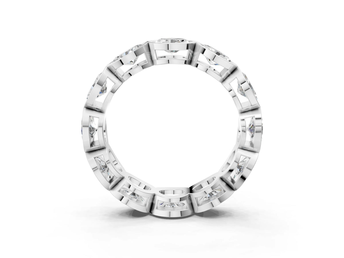 White gold Oval Diamond Bezel Set Eternity Wedding Band