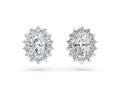 White gold Oval Diamond Floral Halo Stud Earrings