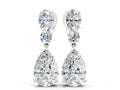 White gold Oval, Round and Pear Diamond Huggie Drop Earrings