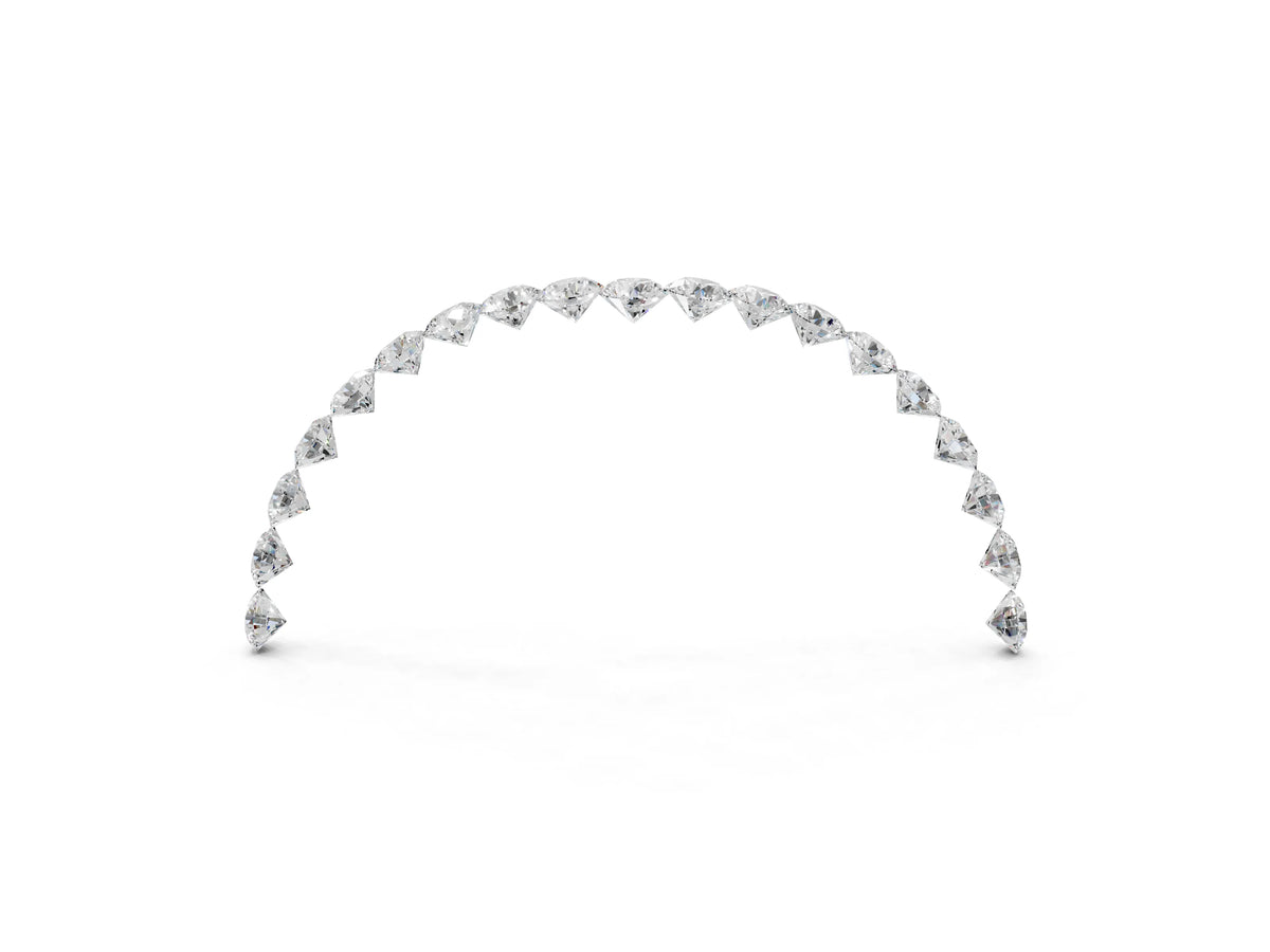 White gold Pavé Round Diamond Chevron Band with Shared Prong Setting