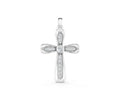 Silver Pavé Round Diamond Cross Pendant with Bezel Setting