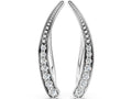 Silver Pavé Round Diamond Curved Bar Earrings