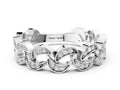 Platinum Pavé Round Diamond Interlocking Eternity Band with Bezel Prong Setting