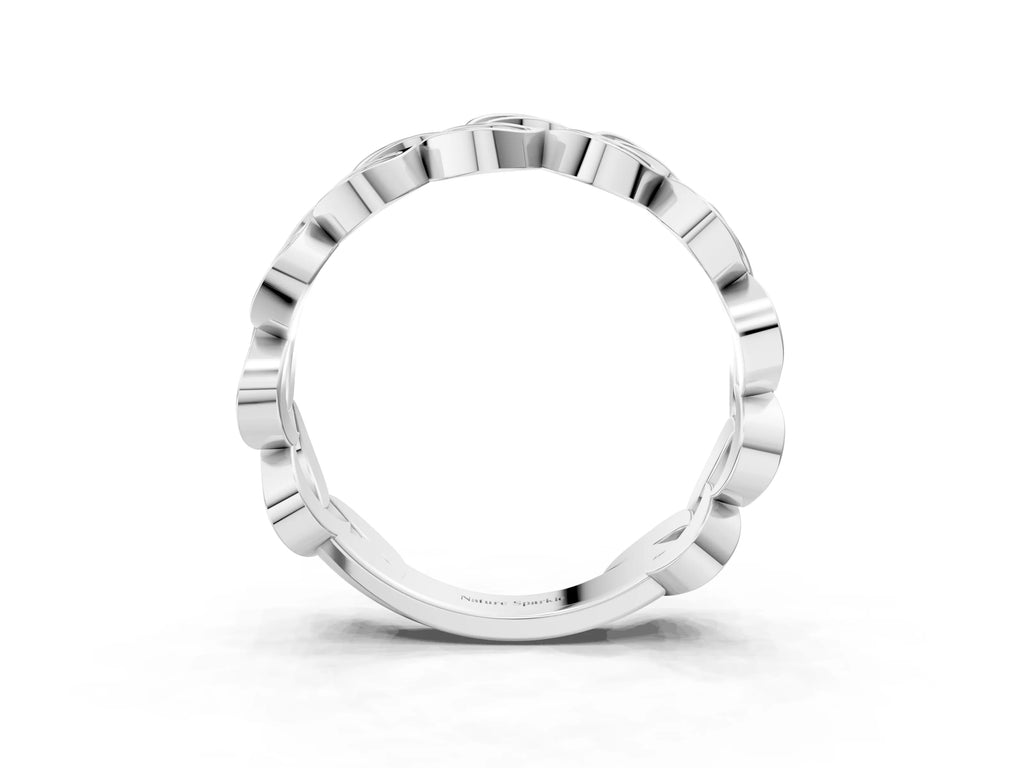 Platinum Pavé Round Diamond Interlocking Eternity Band with Bezel Prong Setting