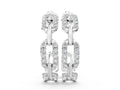 White gold Pavé Round Diamond Link Hoop Earrings with Prong Setting