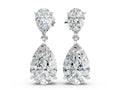 White gold Pear Cut Diamond Two Stone Drop Earrings