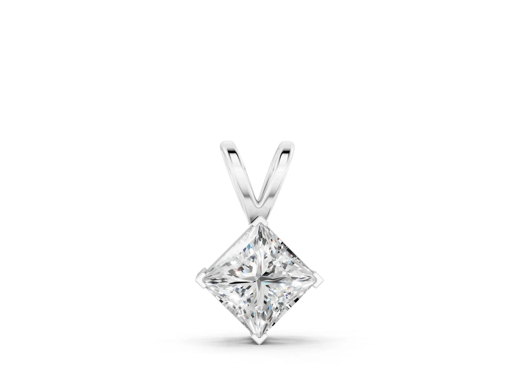 Silver Princess Cut Bezel Set Pendant