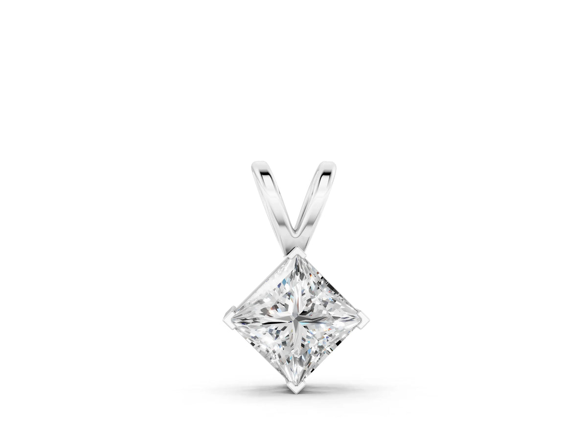 Silver Princess Cut Bezel Set Pendant