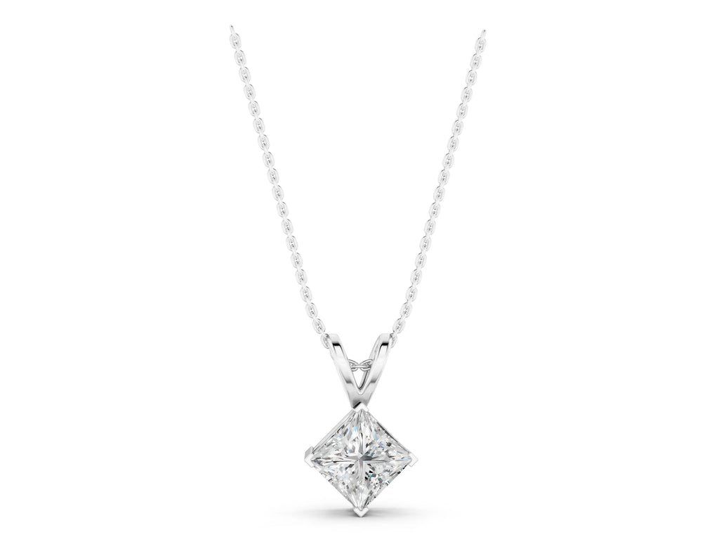 Silver Princess Cut Bezel Set Pendant