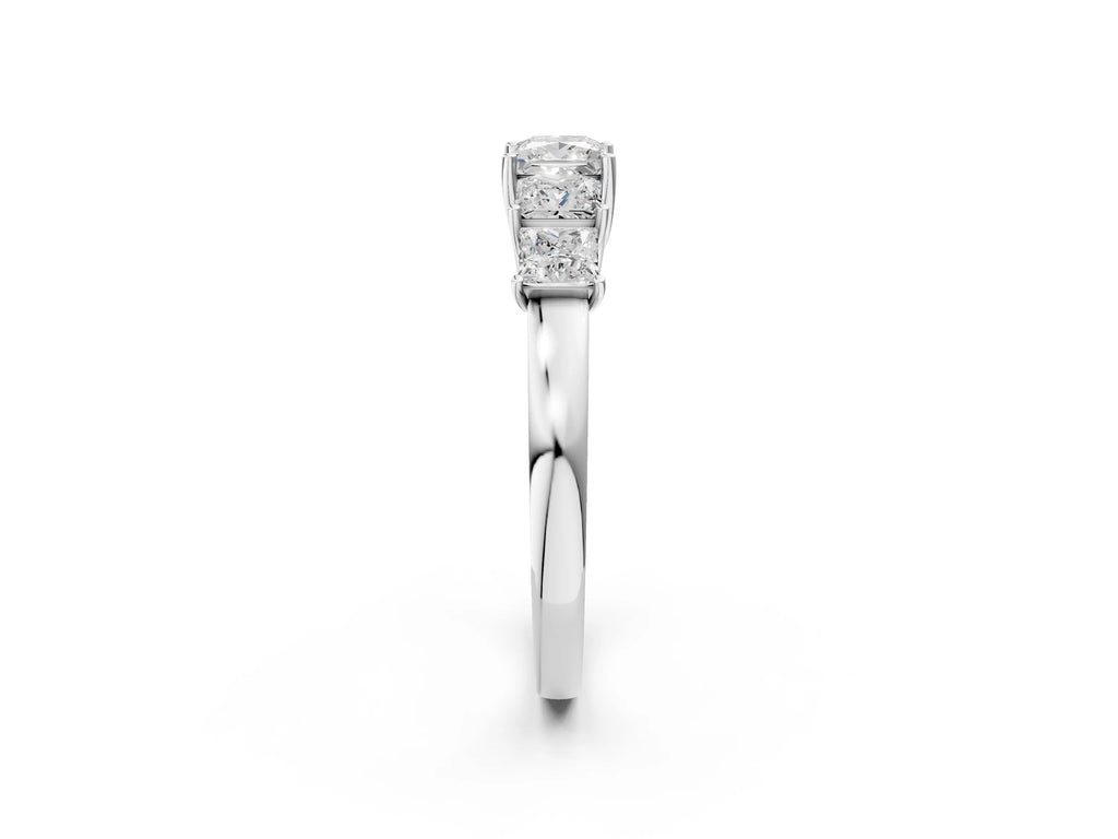 White gold Princess Cut Five-Stone Diamond Ring with Classic Prong Setting