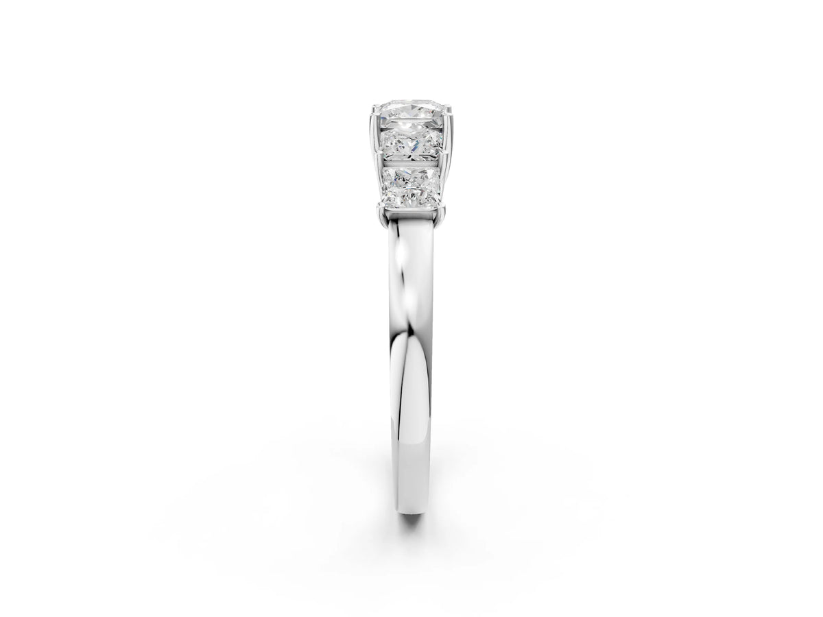 White gold Princess Cut Five-Stone Diamond Ring with Classic Prong Setting