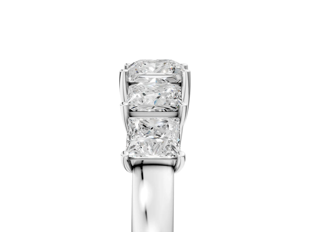 White gold Princess Cut Five-Stone Diamond Ring with Classic Prong Setting
