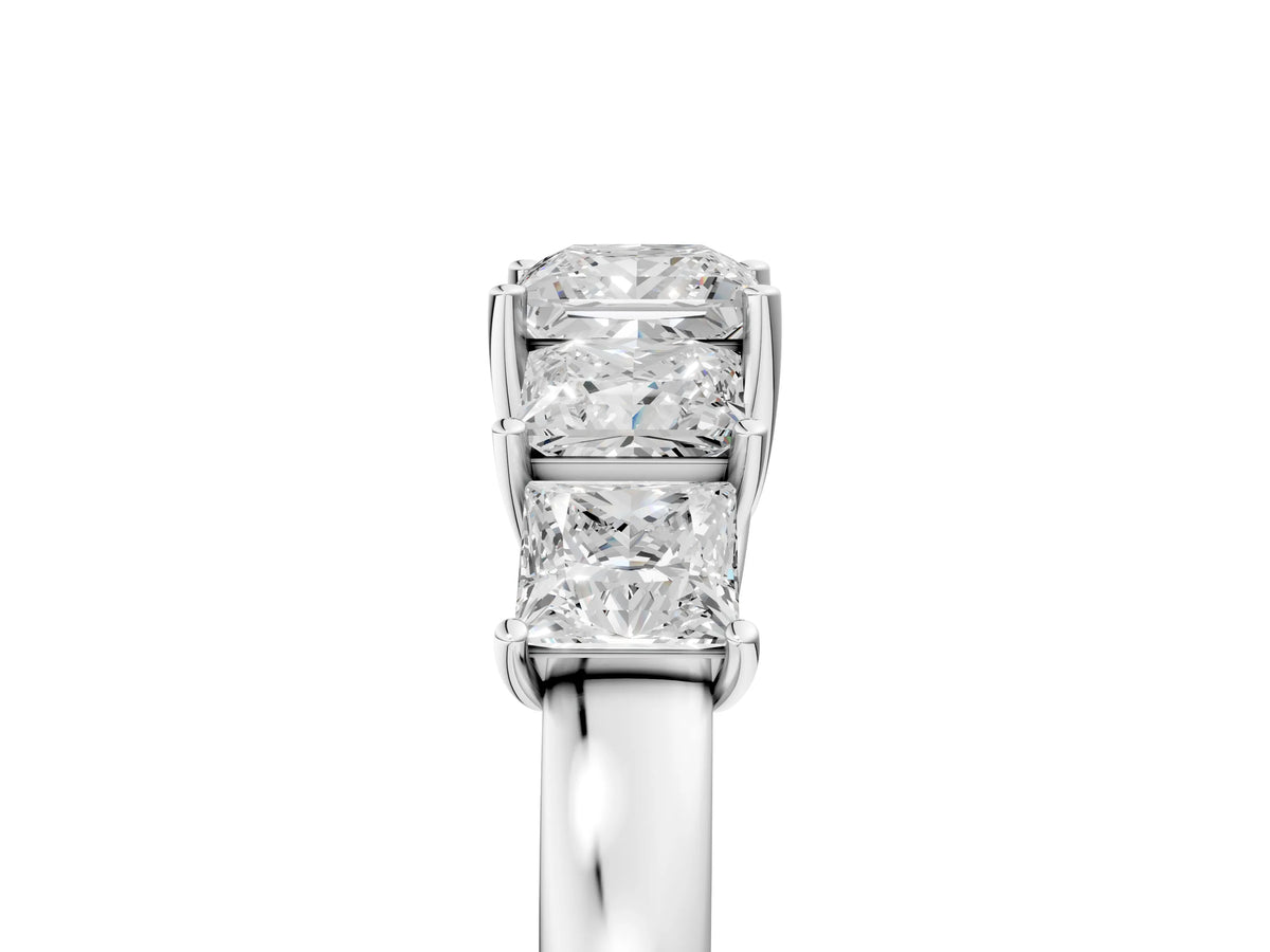 White gold Princess Cut Five-Stone Diamond Ring with Classic Prong Setting