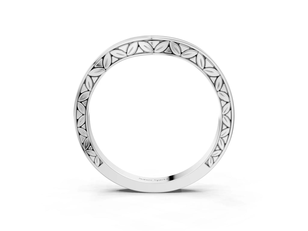 White gold Round Cut Channel Set Wave Band with Pavé Setting