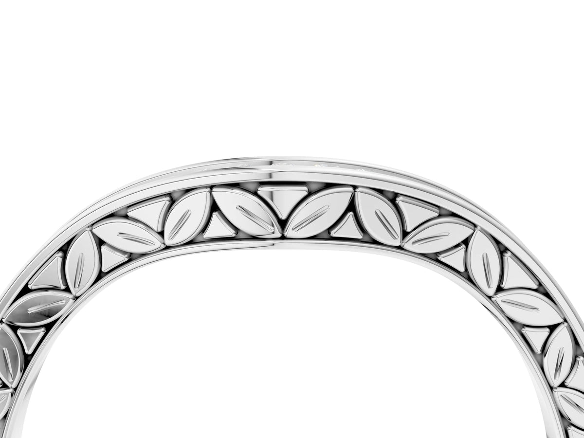White gold Round Cut Channel Set Wave Band with Pavé Setting