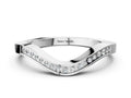 White gold Round Cut Channel Set Wave Band with Pavé Setting