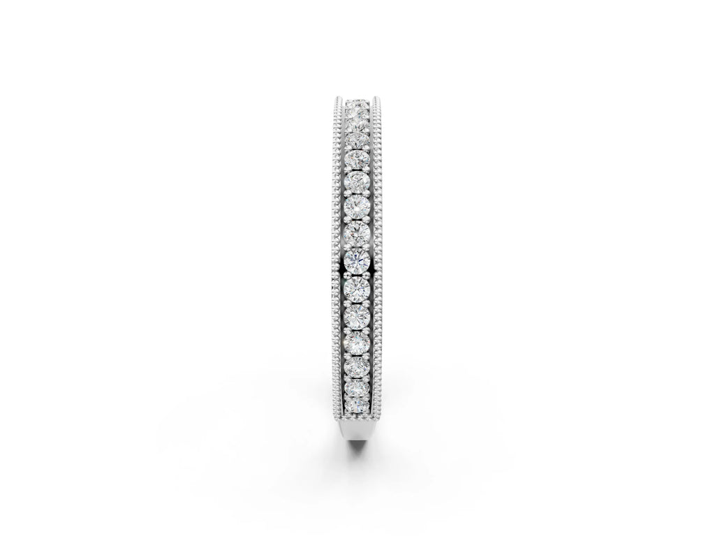 White gold Round Cut Diamond Milgrain Pavé Eternity Band
