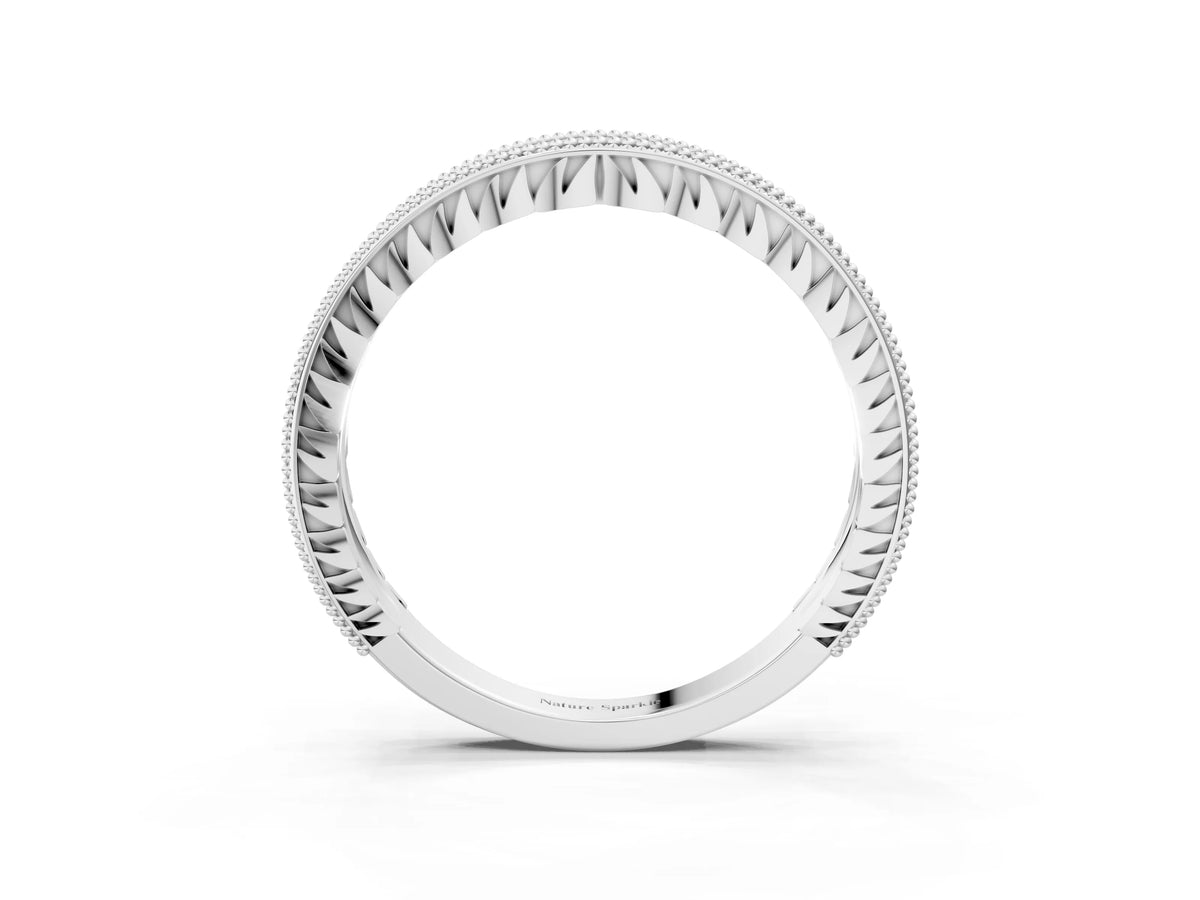 White gold Round Cut Diamond Milgrain Pavé Eternity Band