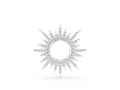 Silver Round Cut Diamond Sunburst Pendant with Pavé Setting