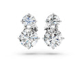 Silver Round Cut Diamond Two Stone Stud Earrings