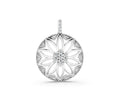 Silver Round Diamond Cluster Flower Pendant