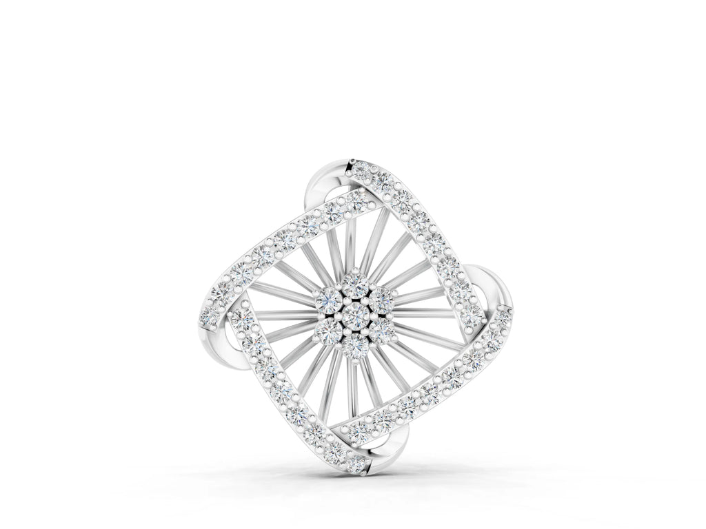 Silver Round Diamond Cluster Pendant with Prong Setting