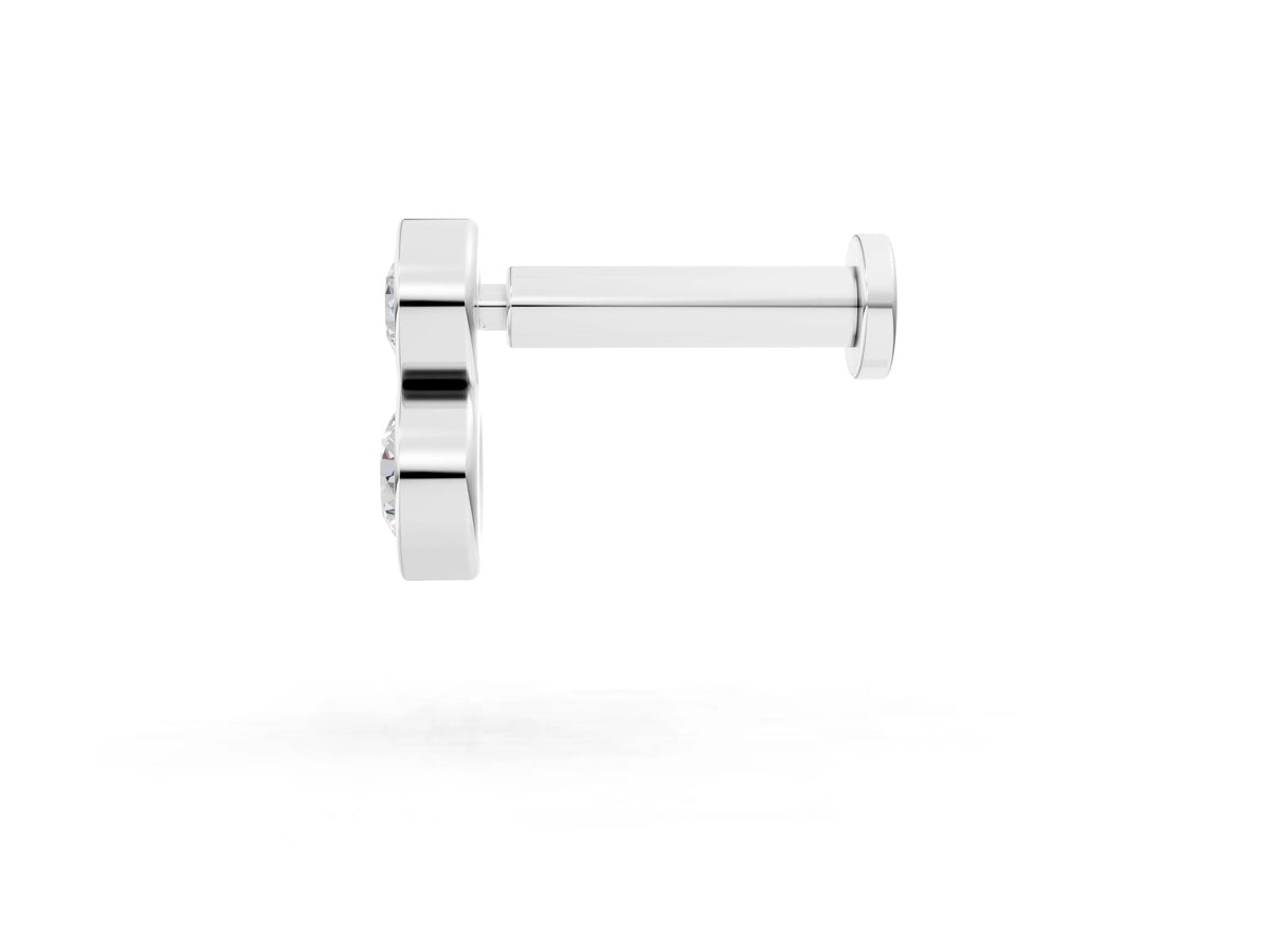 White gold Round Diamond Duo Flatback Earring