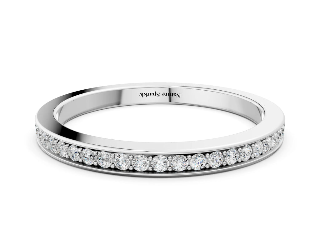 White gold Round Diamond Eternity Band with Pavé Setting